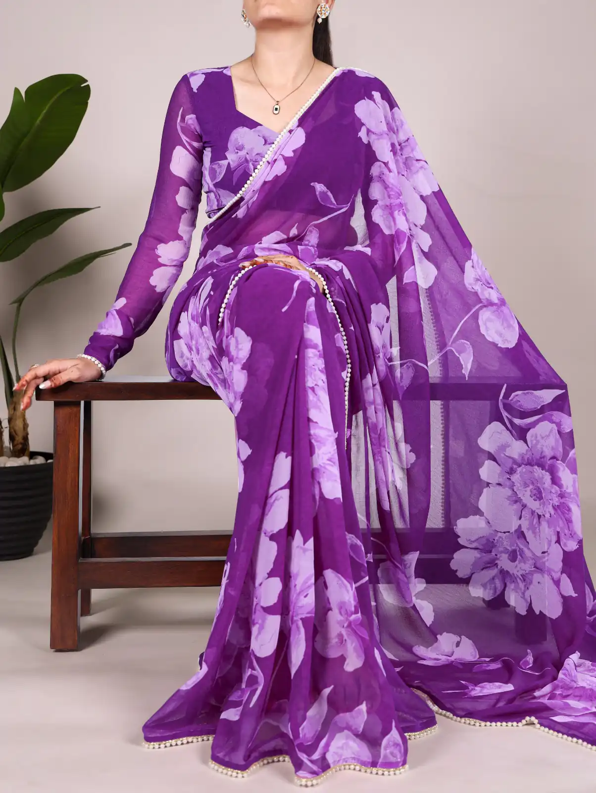 Purple Chiffon Printed Saree | Sarees, Bollywood Sarees, Creative Sarees, Designer Sarees, Embroidered Sarees, Ethnic Saree, Modern Digital sarees, Party Wear Sarees