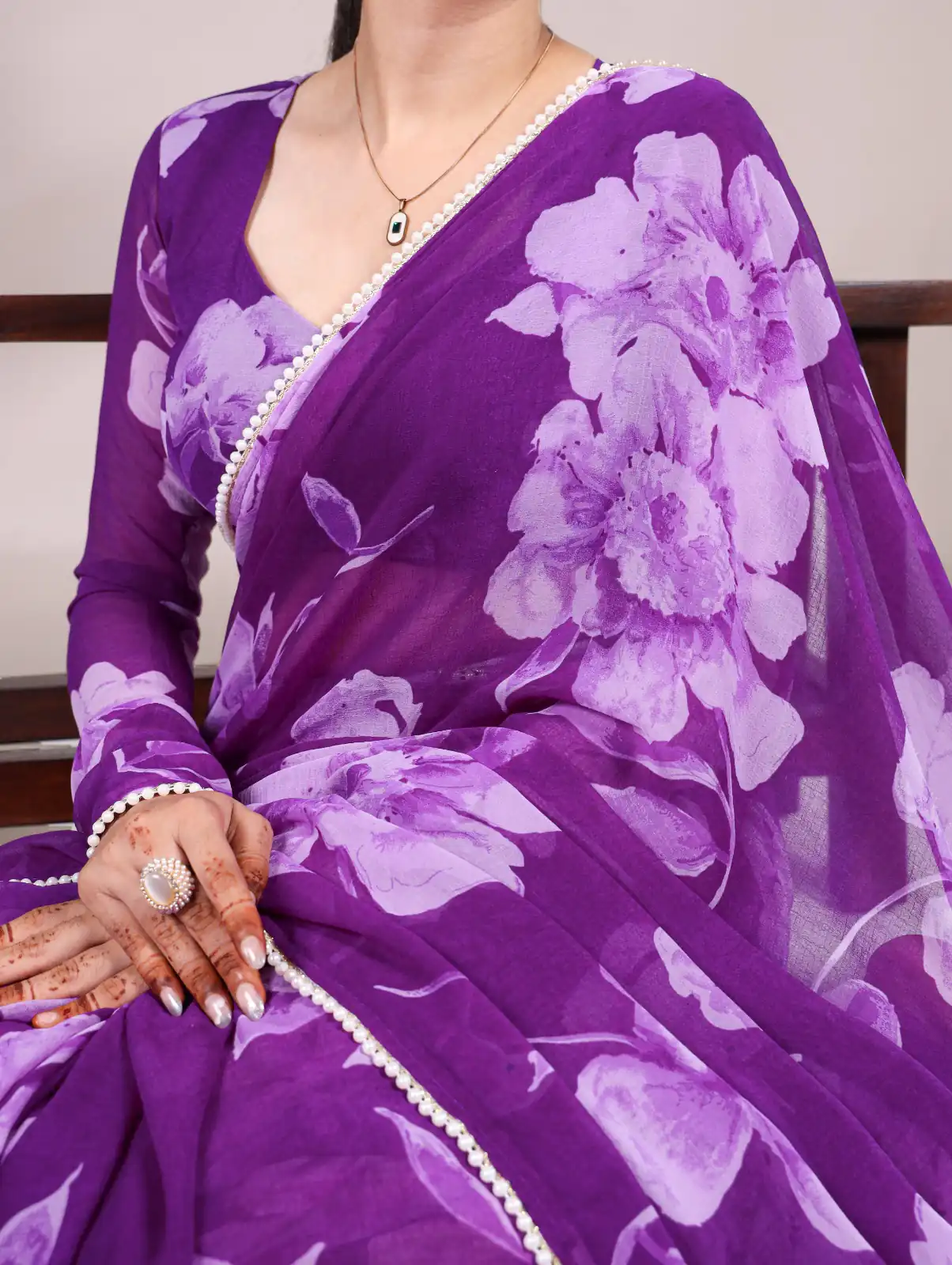 Purple Chiffon Printed Saree | Sarees, Bollywood Sarees, Creative Sarees, Designer Sarees, Embroidered Sarees, Ethnic Saree, Modern Digital sarees, Party Wear Sarees