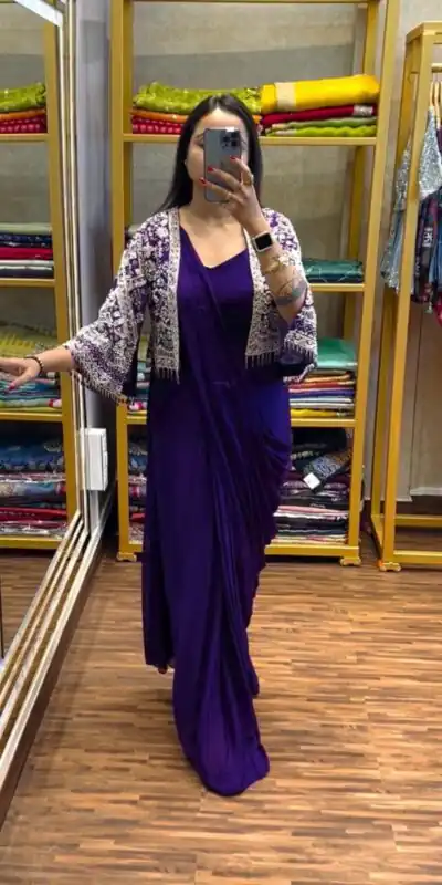 Purple Chinnon Fully Embroidery Koti Saree | Sarees, Bollywood Sarees, Creative Sarees, Designer Sarees, Embroidered Sarees, Ethnic Saree, Modern Digital sarees, Party Wear Sarees