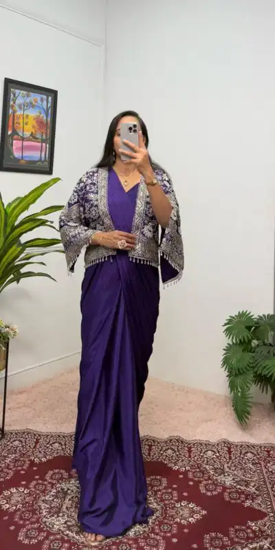 Purple Chinnon Fully Embroidery Koti Saree | Sarees, Bollywood Sarees, Creative Sarees, Designer Sarees, Embroidered Sarees, Ethnic Saree, Modern Digital sarees, Party Wear Sarees