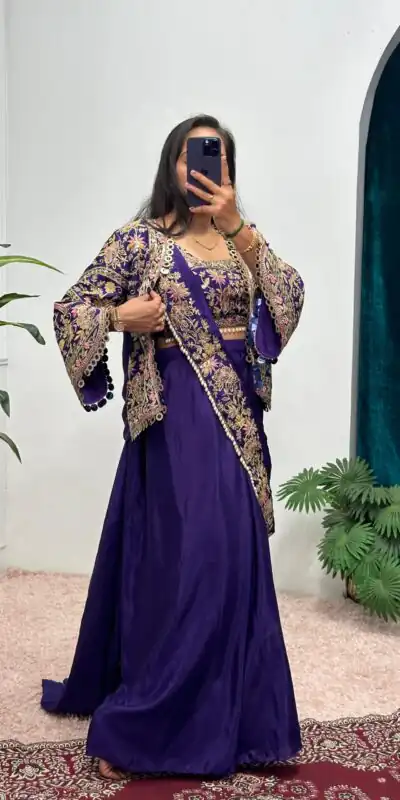 Purple Chinon Embroidery Lace Work Saree | Sarees, Bollywood Sarees, Creative Sarees, Designer Sarees, Embroidered Sarees, Ethnic Saree, Modern Digital sarees, Party Wear Sarees