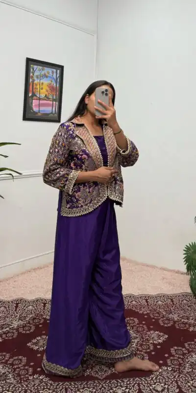 Purple Chinon Embroidery With Moti Lace Salwar Suit | Jump Suits, Salwar suit, Casual Suits, Creative suits, Designer Suits, Palazzo Suits, Party Wear Suits, Patiala Suits, Straight Suits