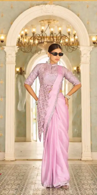 Purple Chinon Embroidery Work Lace Border Saree | Sarees, Bollywood Sarees, Creative Sarees, Designer Sarees, Embroidered Sarees, Ethnic Saree, Modern Digital sarees, Party Wear Sarees
