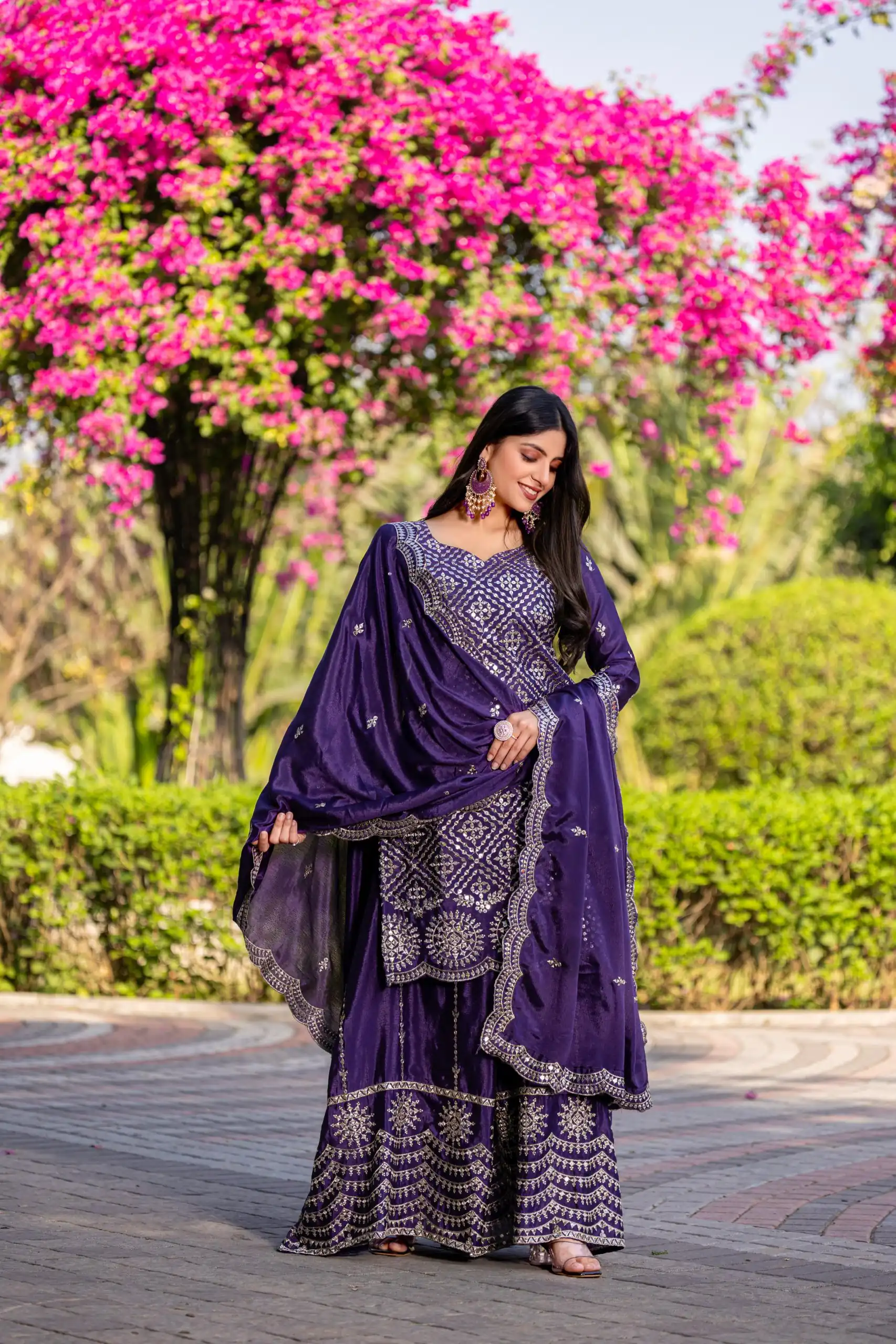Purple Chinon Embroidery Work Salwar Suit | Jump Suits, Salwar suit, Casual Suits, Creative suits, Designer Suits, Palazzo Suits, Party Wear Suits, Patiala Suits, Straight Suits