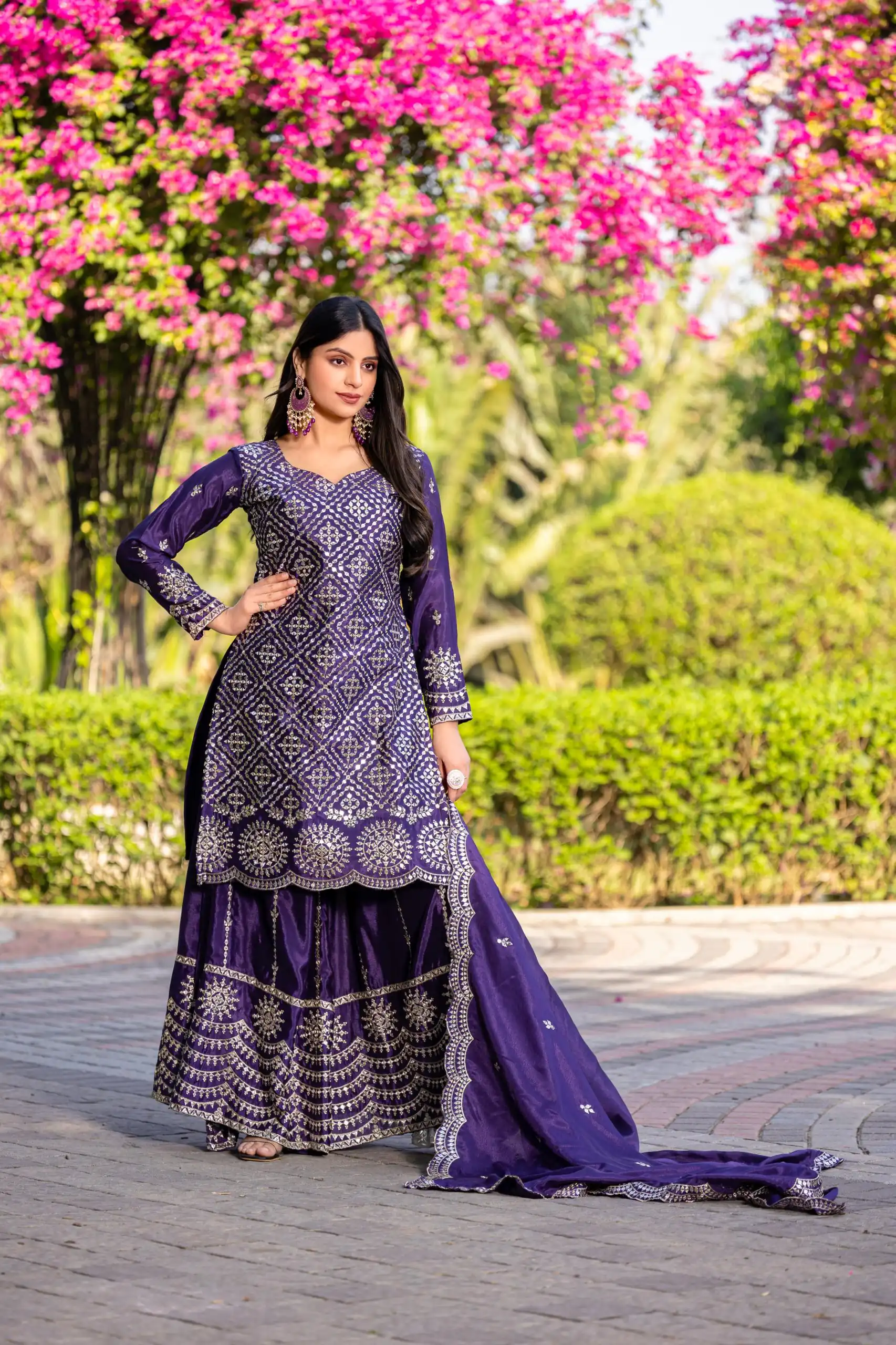 Purple Chinon Embroidery Work Salwar Suit | Jump Suits, Salwar suit, Casual Suits, Creative suits, Designer Suits, Palazzo Suits, Party Wear Suits, Patiala Suits, Straight Suits