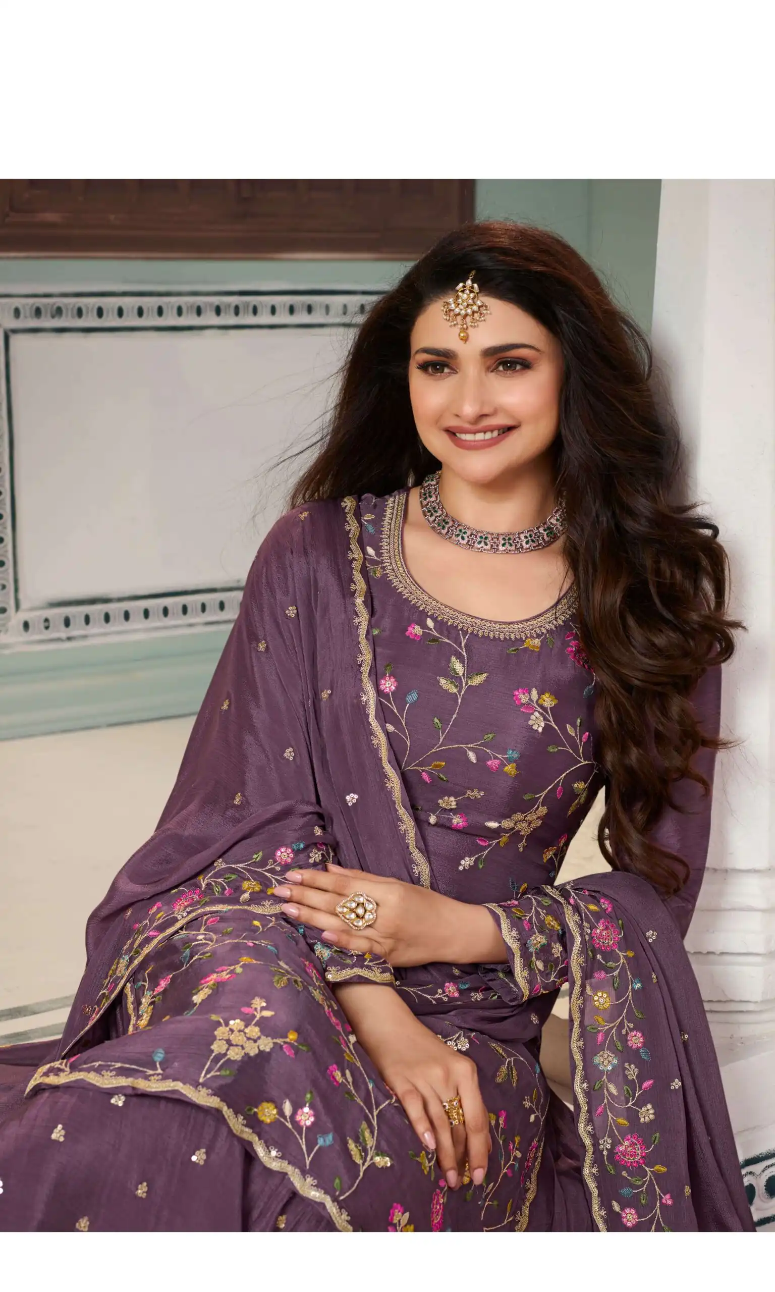 Purple Chinon Multi Work Salwar Suit | Jump Suits, Salwar suit, Casual Suits, Creative suits, Designer Suits, Palazzo Suits, Party Wear Suits, Patiala Suits, Straight Suits