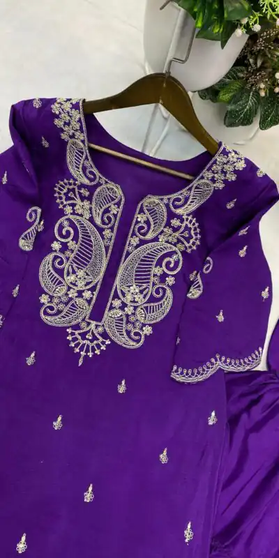 Purple Chinon Sequence Salwar Suit | Jump Suits, Salwar suit, Casual Suits, Creative suits, Designer Suits, Palazzo Suits, Party Wear Suits, Patiala Suits, Straight Suits