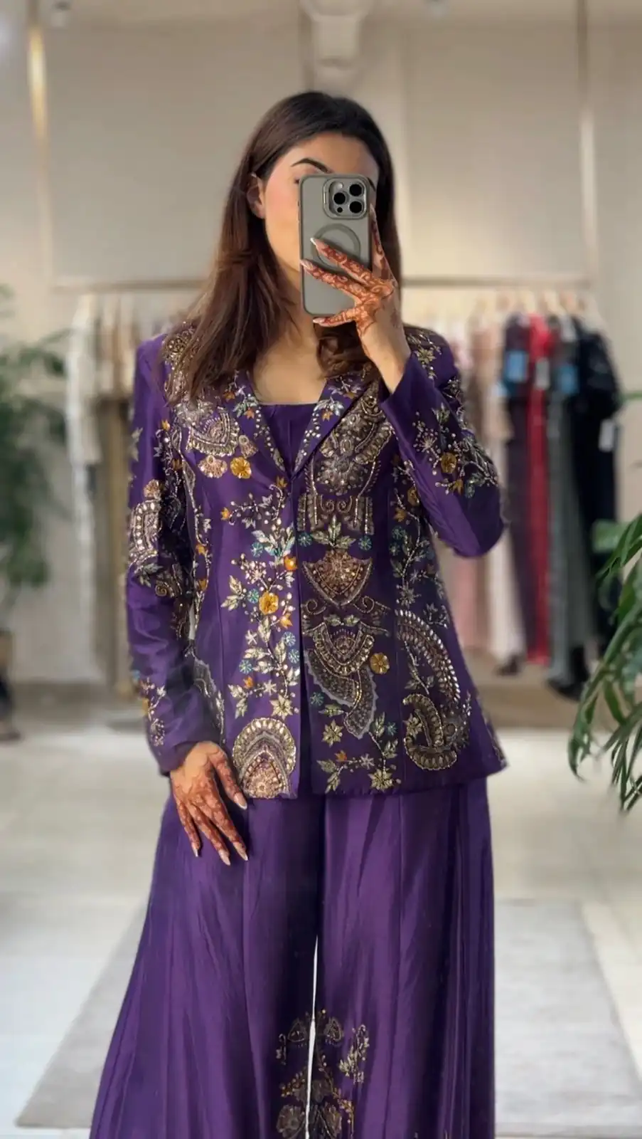 Purple Chinon Sequence Work Salwar Suit | Jump Suits, Salwar suit, Casual Suits, Creative suits, Designer Suits, Palazzo Suits, Party Wear Suits, Patiala Suits, Straight Suits