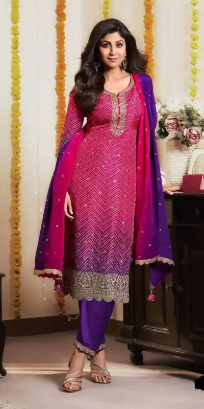 Purple Chinoon Silk Embroidery Work Salwar Suit | Jump Suits, Tops & Bottoms, Track Suits, Salwar suit, Casual Suits, Creative suits, Designer Suits, Palazzo Suits, Party Wear Suits, Patiala Suits, Straight Suits, Trendy Wear