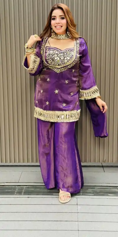 Purple Cosmos Embroidery Mirror Work Salwar Suit | Jump Suits, Salwar suit, Casual Suits, Creative suits, Designer Suits, Palazzo Suits, Party Wear Suits, Patiala Suits, Straight Suits