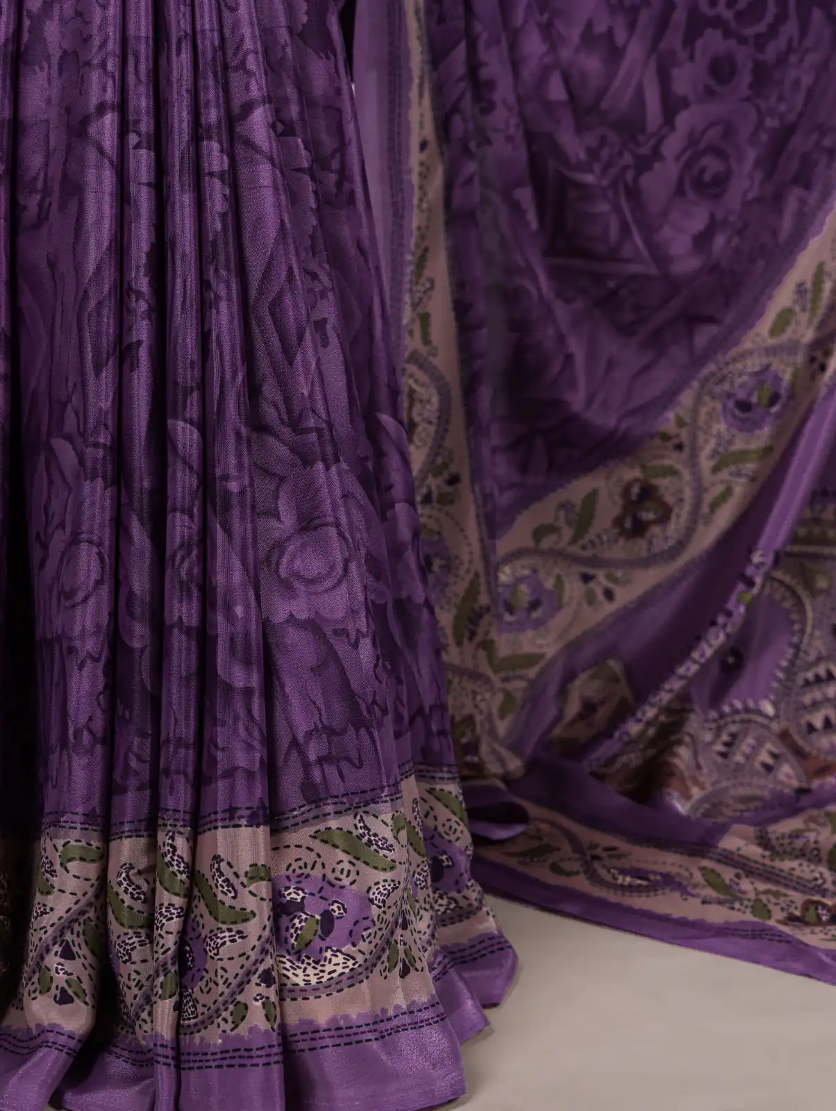 Purple Crepe With Printed Saree | Sarees, Bollywood Sarees, Creative Sarees, Designer Sarees, Embroidered Sarees, Ethnic Saree, Modern Digital sarees, Party Wear Sarees