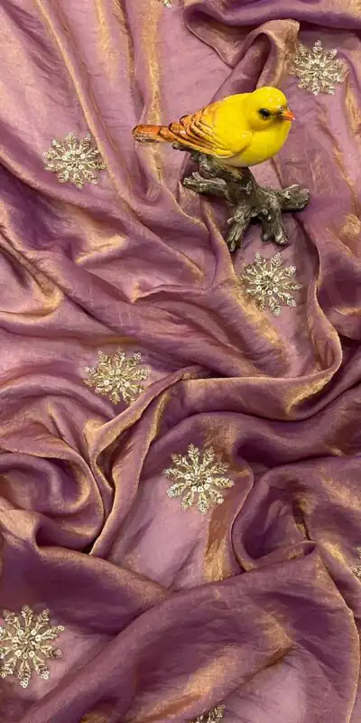 Purple Fandy Satin Silk Bead Work Saree | Sarees, Bollywood Sarees, Creative Sarees, Designer Sarees, Embroidered Sarees, Ethnic Saree, Modern Digital sarees, Party Wear Sarees