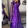 Purple Faux Georgette Ruffle Style Gown | Gowns, Bollywood Gowns, Creative Gowns, Designer Gowns, Embroidered Gowns, Party Wear Gowns
