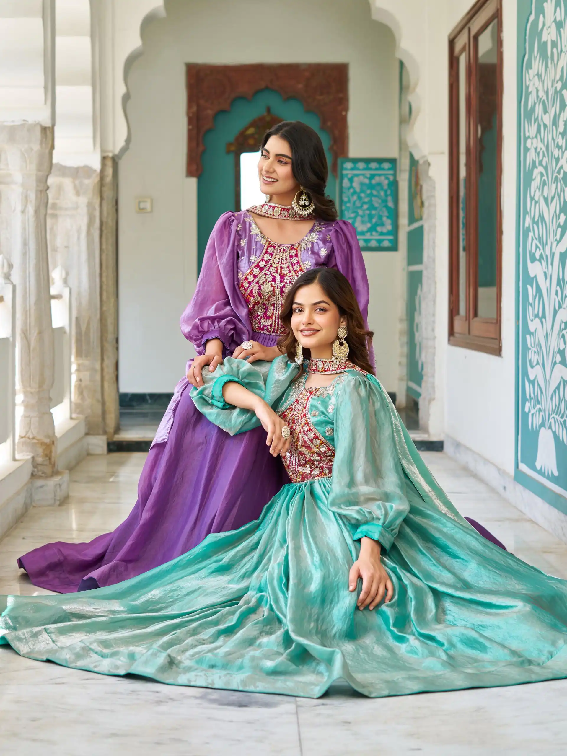Purple Fendy Silk Embroidery Work Gown | Gowns, Bollywood Gowns, Creative Gowns, Designer Gowns, Embroidered Gowns, Party Wear Gowns