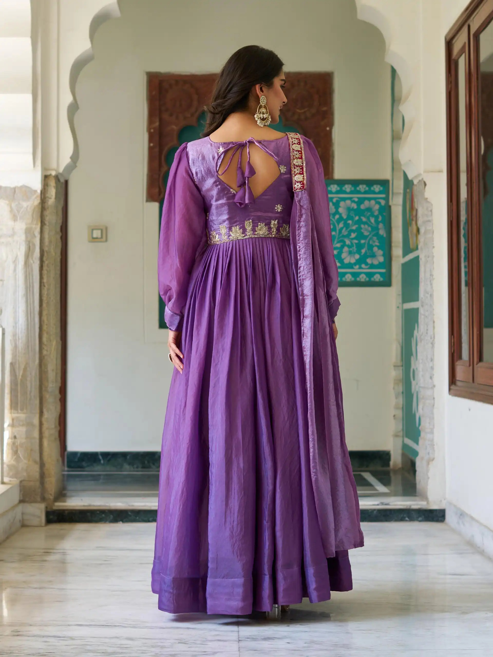 Purple Fendy Silk Embroidery Work Gown | Gowns, Bollywood Gowns, Creative Gowns, Designer Gowns, Embroidered Gowns, Party Wear Gowns