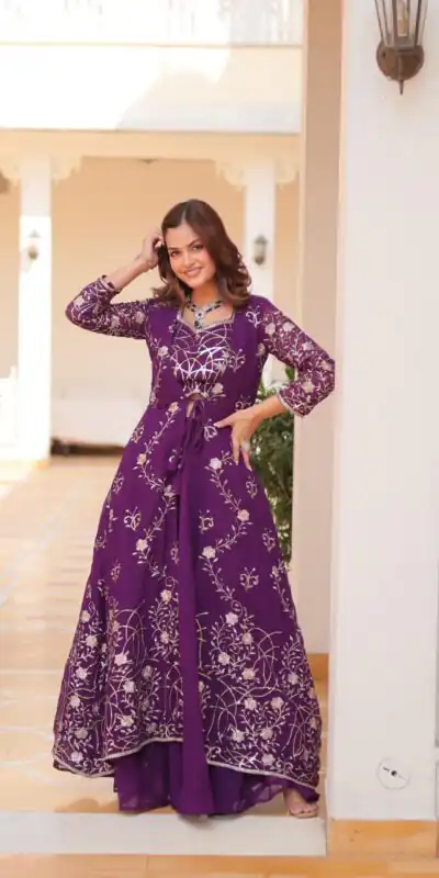 Purple Fox Georgette 3 mm Embroidery Work Lehenga Choli | Lehenga, Bollywood Lehenga, Creative Lehenga, Designer Lehenga, Embroidered Lehenga, Party Wear Lehenga