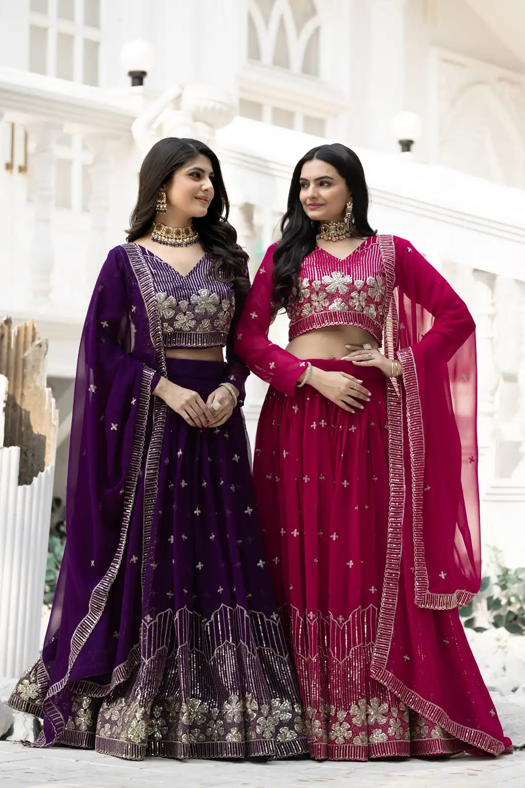 Purple Fox Georgette Embroidery Work Lehenga Choli | Lehenga, Bollywood Lehenga, Creative Lehenga, Designer Lehenga, Embroidered Lehenga, Party Wear Lehenga