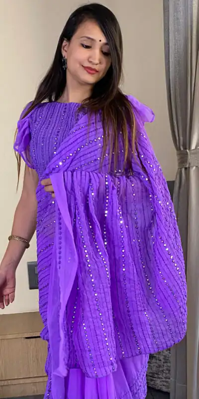 Purple Fox Georgette Embroidery Work Saree | Sarees, Bollywood Sarees, Creative Sarees, Designer Sarees, Embroidered Sarees, Ethnic Saree, Modern Digital sarees, Party Wear Sarees