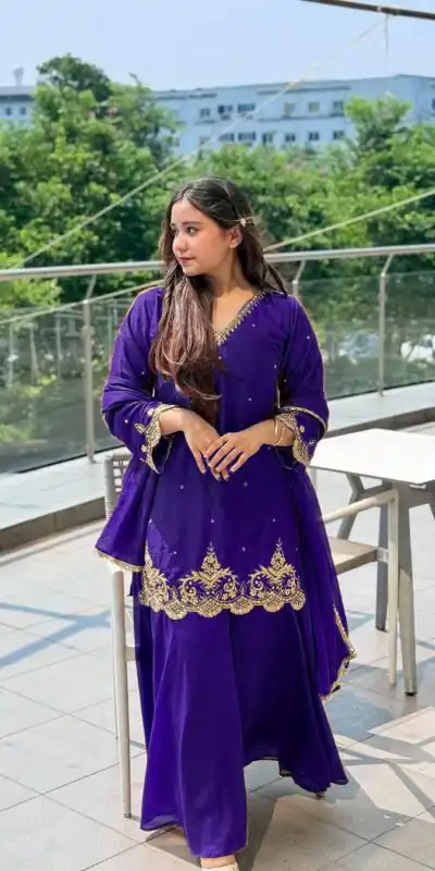 Purple Fox Georgette Lace Embroidery Work Salwar Suit | Jump Suits, Salwar suit, Casual Suits, Creative suits, Designer Suits, Palazzo Suits, Party Wear Suits, Patiala Suits, Straight Suits