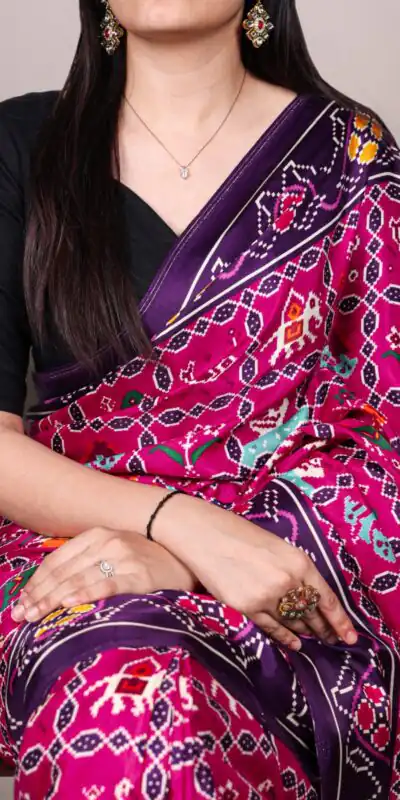 Purple Gaji Silk Patola Print Lagadi Patta Saree | Sarees, Bollywood Sarees, Creative Sarees, Designer Sarees, Embroidered Sarees, Ethnic Saree, Modern Digital sarees, Party Wear Sarees