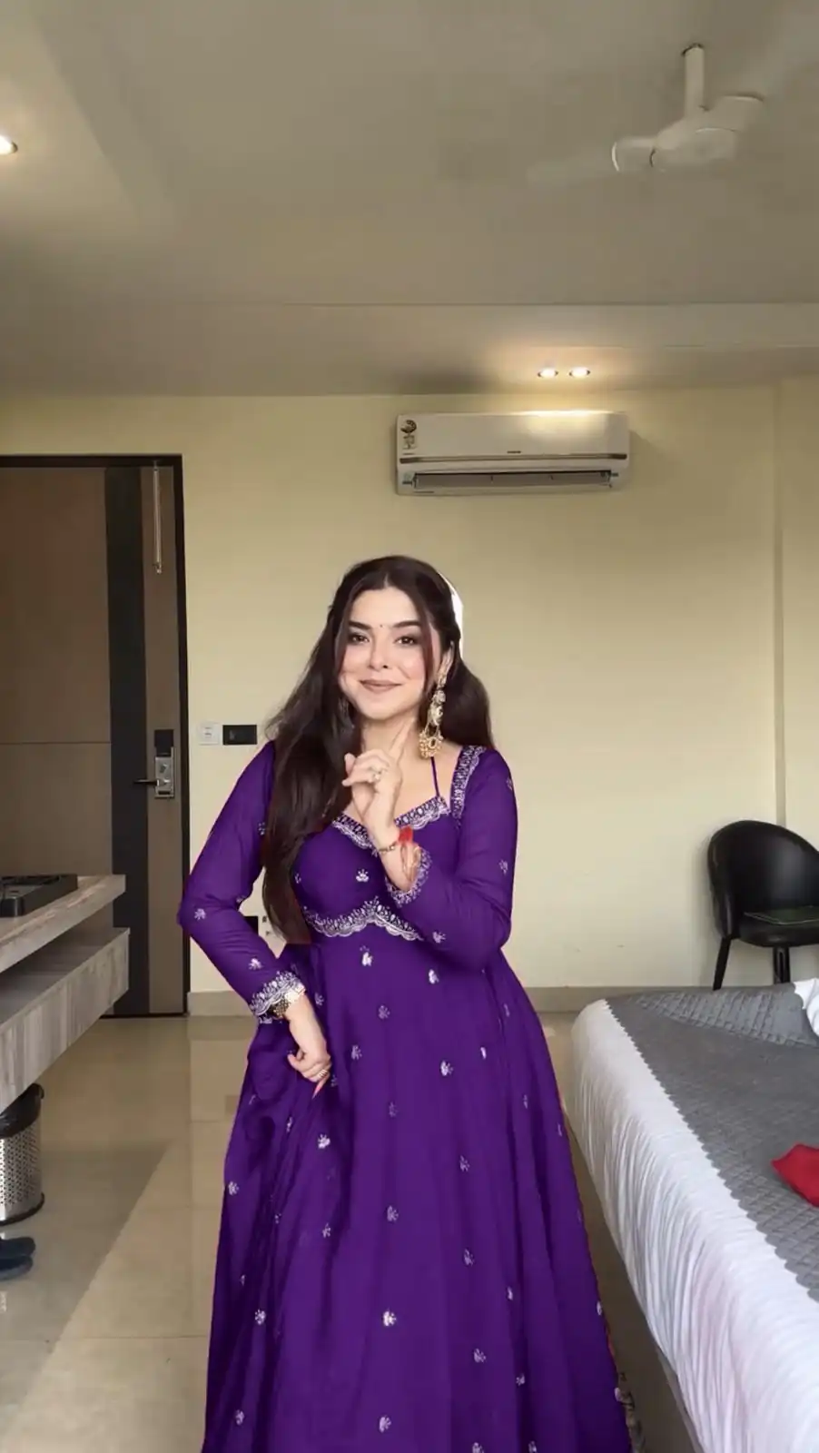 Purple Georgette Embroidery Work Gown | Gowns, Bollywood Gowns, Creative Gowns, Designer Gowns, Embroidered Gowns, Party Wear Gowns