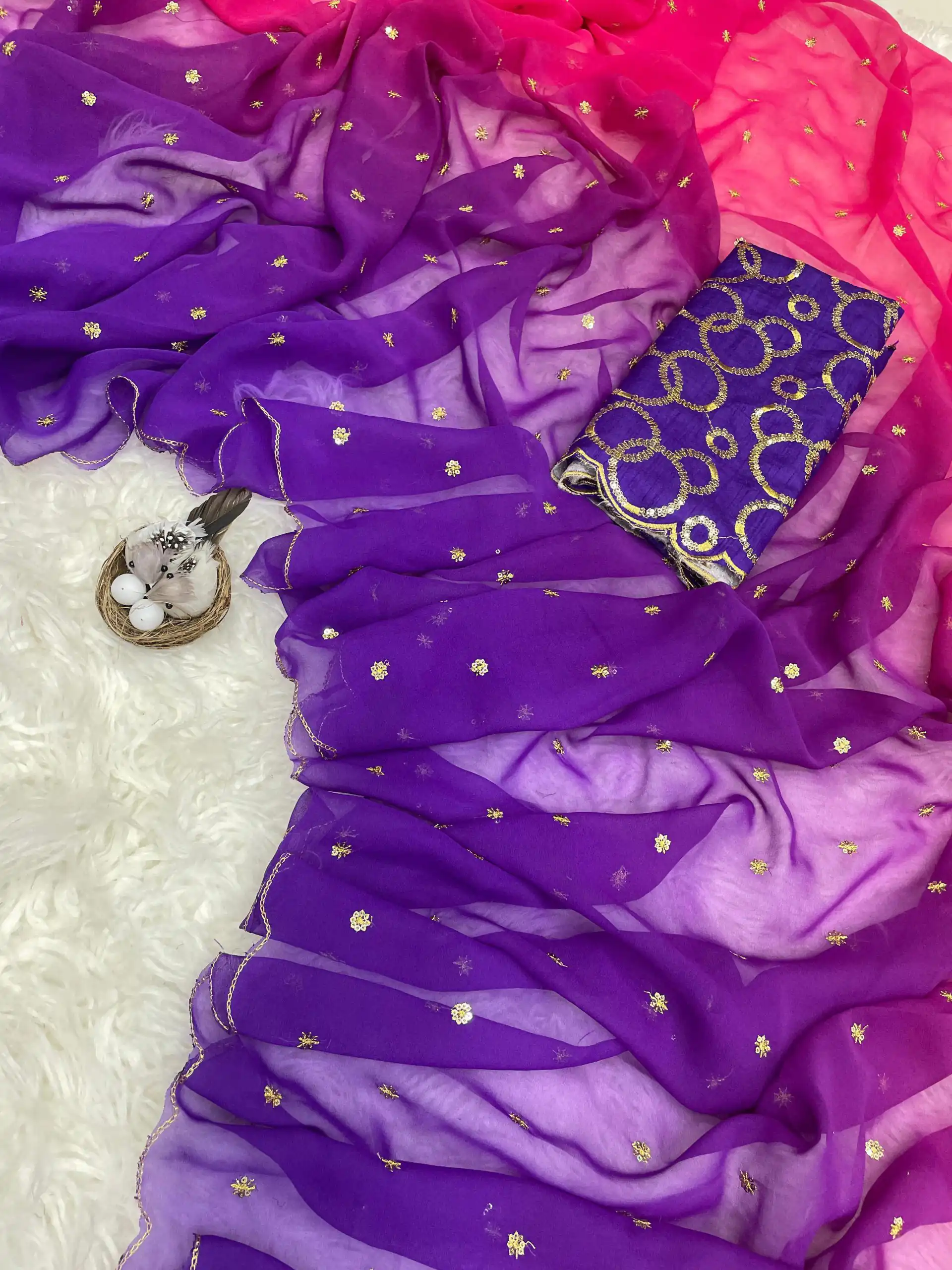 Purple Georgette Sequence Worked Butti Saree | Sarees, Bollywood Sarees, Creative Sarees, Designer Sarees, Embroidered Sarees, Ethnic Saree, Modern Digital sarees, Party Wear Sarees