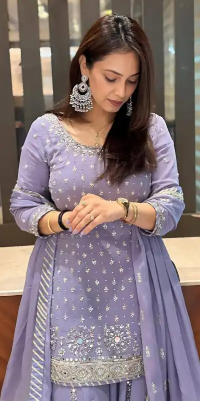 Purple Georgette Sequences Work Pearl Real Mirror Salwar Suit | Jump Suits, Salwar suit, Casual Suits, Creative suits, Designer Suits, Palazzo Suits, Party Wear Suits, Patiala Suits, Straight Suits