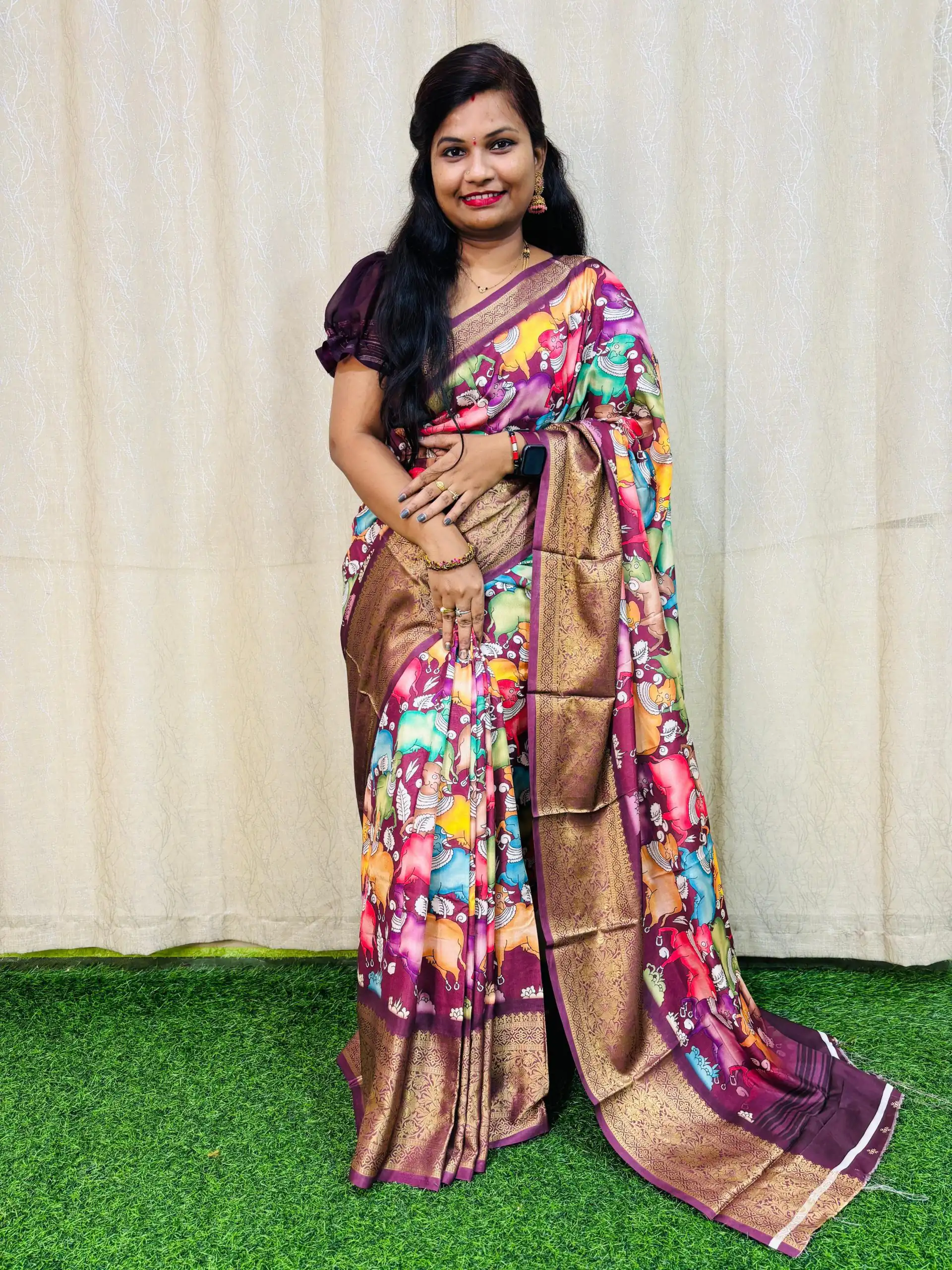 Purple Jacquard Dola Silk With Print Saree | Sarees, Bollywood Sarees, Creative Sarees, Designer Sarees, Embroidered Sarees, Ethnic Saree, Modern Digital sarees, Party Wear Sarees