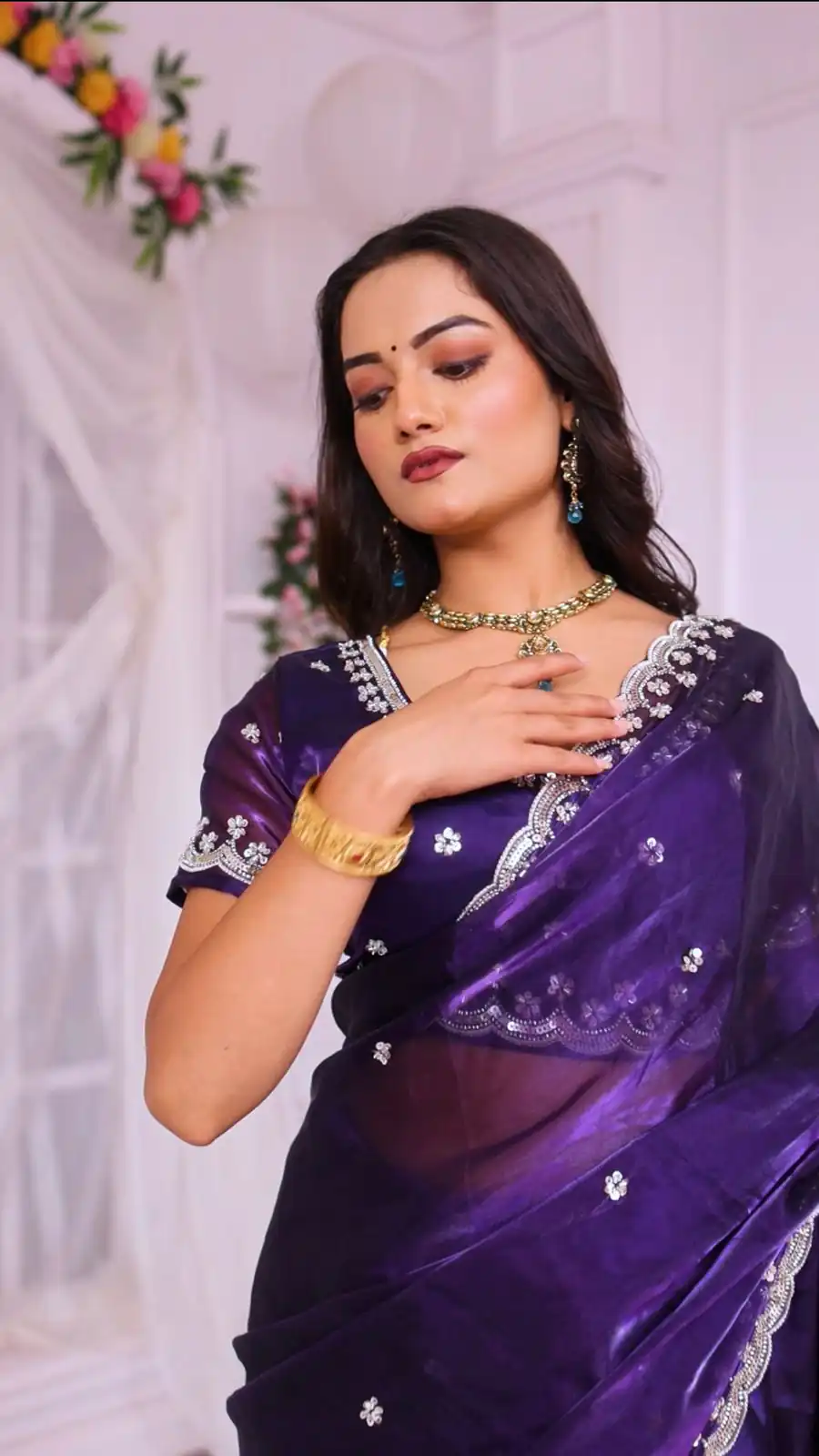 Purple Jimmy Chou Silk Embroidery Work Saree | Sarees, Bollywood Sarees, Creative Sarees, Designer Sarees, Embroidered Sarees, Ethnic Saree, Modern Digital sarees, Party Wear Sarees