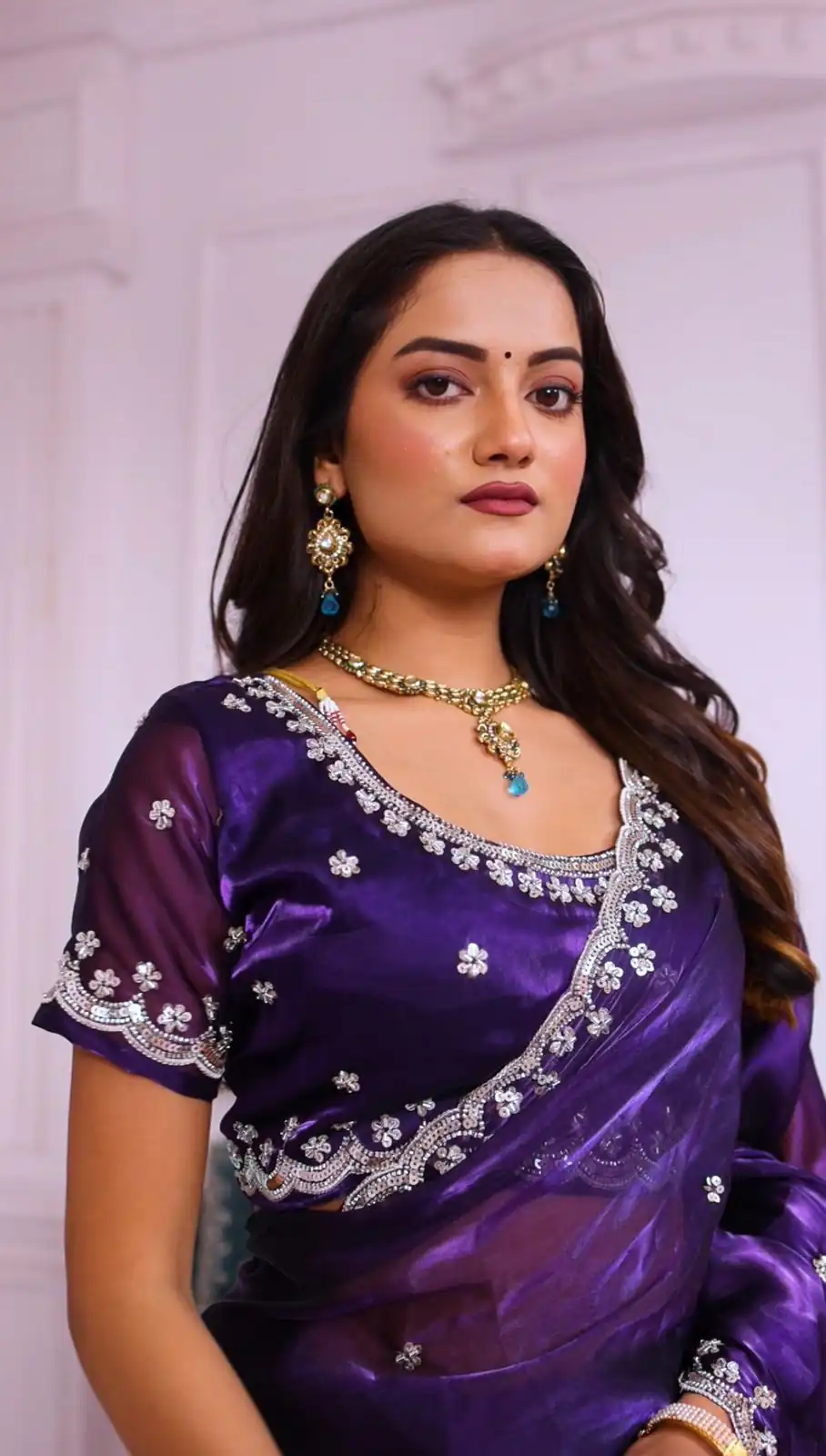 Purple Jimmy Chou Silk Embroidery Work Saree | Sarees, Bollywood Sarees, Creative Sarees, Designer Sarees, Embroidered Sarees, Ethnic Saree, Modern Digital sarees, Party Wear Sarees