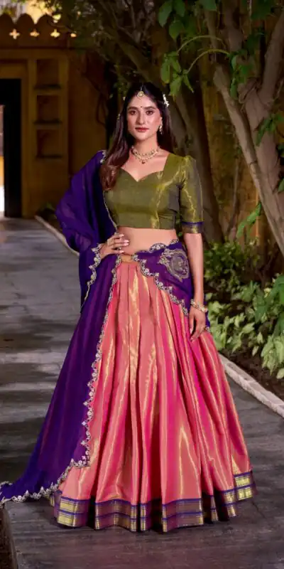 Purple Kanchipuram Weaving Lehenga Choli | Lehenga, Bollywood Lehenga, Creative Lehenga, Designer Lehenga, Embroidered Lehenga, Party Wear Lehenga