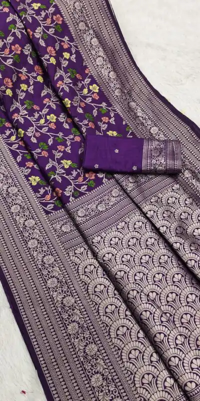 Purple Khaddi Pashmina Zari Work Saree | Sarees, Bollywood Sarees, Creative Sarees, Designer Sarees, Embroidered Sarees, Ethnic Saree, Modern Digital sarees, Party Wear Sarees