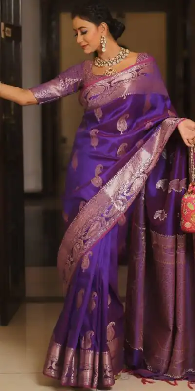 Purple Lichi Silk Border Lace Work Saree | Sarees, Bollywood Sarees, Creative Sarees, Designer Sarees, Embroidered Sarees, Ethnic Saree, Modern Digital sarees, Party Wear Sarees