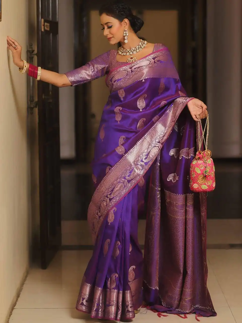 Purple Lichi Silk Border Lace Work Saree | Sarees, Bollywood Sarees, Creative Sarees, Designer Sarees, Embroidered Sarees, Ethnic Saree, Modern Digital sarees, Party Wear Sarees