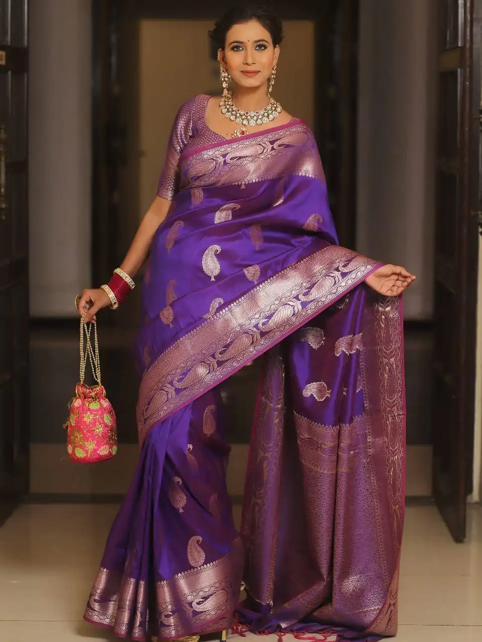 Purple Lichi Silk Border Lace Work Saree | Sarees, Bollywood Sarees, Creative Sarees, Designer Sarees, Embroidered Sarees, Ethnic Saree, Modern Digital sarees, Party Wear Sarees