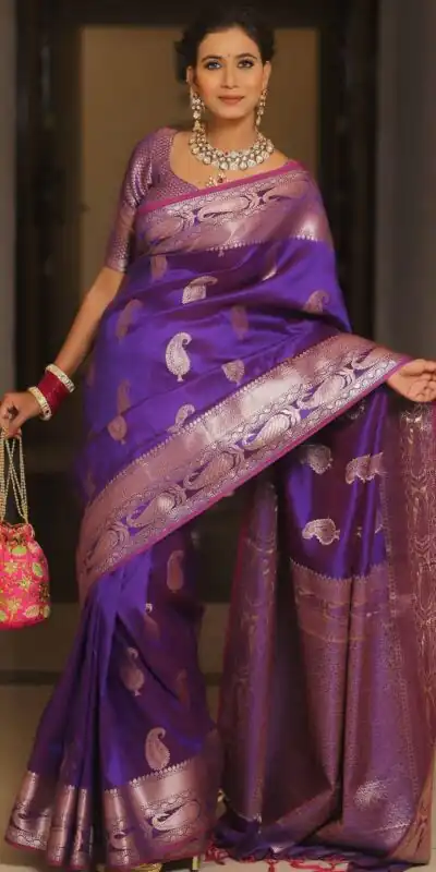 Purple Lichi Silk Border Lace Work Saree | Sarees, Bollywood Sarees, Creative Sarees, Designer Sarees, Embroidered Sarees, Ethnic Saree, Modern Digital sarees, Party Wear Sarees