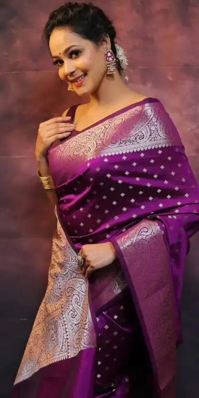 Purple Lichi Silk Jacquard Rich Pallu Saree | Sarees, Bollywood Sarees, Creative Sarees, Designer Sarees, Embroidered Sarees, Ethnic Saree, Modern Digital sarees, Party Wear Sarees