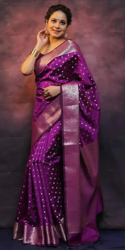Purple Lichi Silk Jacquard Rich Pallu Saree | Sarees, Bollywood Sarees, Creative Sarees, Designer Sarees, Embroidered Sarees, Ethnic Saree, Modern Digital sarees, Party Wear Sarees