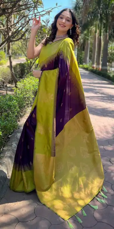 Purple Lichi Silk Jacquard Saree | Sarees, Bollywood Sarees, Creative Sarees, Designer Sarees, Embroidered Sarees, Ethnic Saree, Modern Digital sarees, Party Wear Sarees