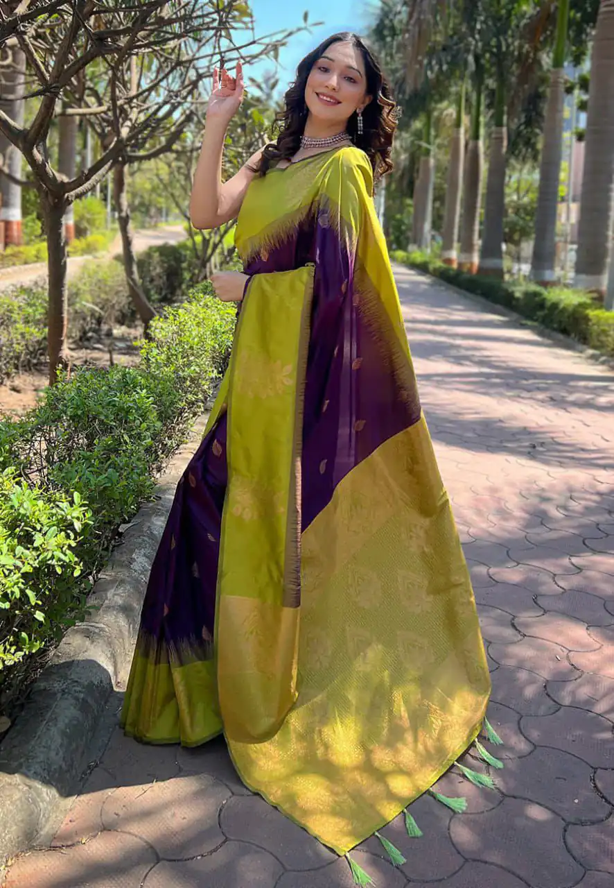 Purple Lichi Silk Jacquard Saree | Sarees, Bollywood Sarees, Creative Sarees, Designer Sarees, Embroidered Sarees, Ethnic Saree, Modern Digital sarees, Party Wear Sarees