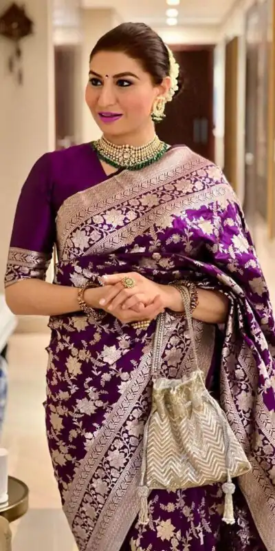 Purple Lichi Silk Jacquard Work Saree | Sarees, Bollywood Sarees, Creative Sarees, Designer Sarees, Embroidered Sarees, Ethnic Saree, Modern Digital sarees, Party Wear Sarees