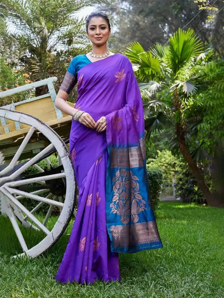 Purple Lichi Silk Lace Border Saree | Sarees, Bollywood Sarees, Creative Sarees, Designer Sarees, Embroidered Sarees, Ethnic Saree, Modern Digital sarees, Party Wear Sarees