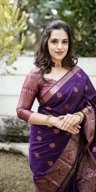 Purple Lichi Silk Rich Pallu Work Border Saree | Sarees, Bollywood Sarees, Creative Sarees, Designer Sarees, Embroidered Sarees, Ethnic Saree, Modern Digital sarees, Party Wear Sarees