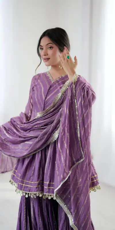 Purple Mal Chanderi Mirror Work Salwar Suit | Jump Suits, Tops & Bottoms, Track Suits, Salwar suit, Casual Suits, Creative suits, Designer Suits, Palazzo Suits, Party Wear Suits, Patiala Suits, Straight Suits, Trendy Wear