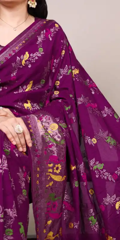 Purple Nylon Weaving Work Saree | Sarees, Bollywood Sarees, Creative Sarees, Designer Sarees, Embroidered Sarees, Ethnic Saree, Modern Digital sarees, Party Wear Sarees