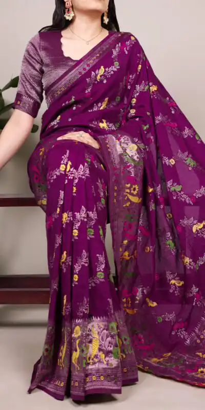Purple Nylon Weaving Work Saree | Sarees, Bollywood Sarees, Creative Sarees, Designer Sarees, Embroidered Sarees, Ethnic Saree, Modern Digital sarees, Party Wear Sarees