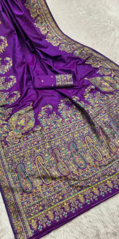 Purple Pashmina Silk Woven Motifs Saree | Sarees, Bollywood Sarees, Creative Sarees, Designer Sarees, Embroidered Sarees, Ethnic Saree, Modern Digital sarees, Party Wear Sarees
