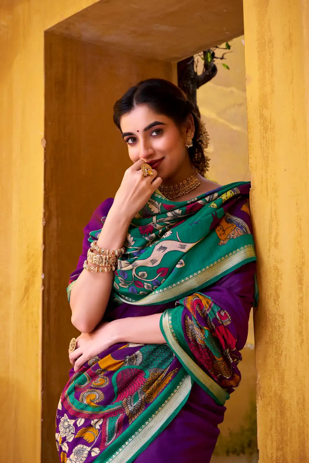 Purple Polyester Kalamkari Saree | Sarees, Bollywood Sarees, Creative Sarees, Designer Sarees, Embroidered Sarees, Ethnic Saree, Modern Digital sarees, Party Wear Sarees