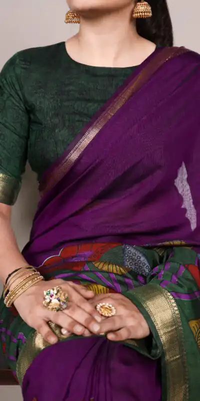 Purple Polyester Printed Saree | Sarees, Bollywood Sarees, Creative Sarees, Designer Sarees, Embroidered Sarees, Ethnic Saree, Modern Digital sarees, Party Wear Sarees