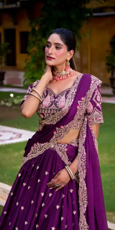 Purple Rangoli Crush Sequins Thread Lehenga Choli | Lehenga, Bollywood Lehenga, Creative Lehenga, Designer Lehenga, Embroidered Lehenga, Party Wear Lehenga